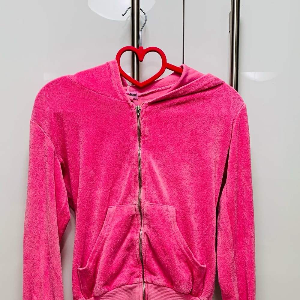 Heart Soul Girls Medium Pink Terrycloth Hoodie
